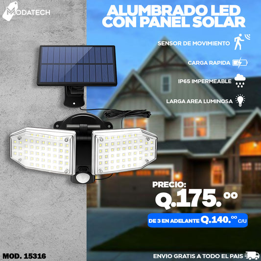 Alumbrado Led con panel solar con cable de 5 mt