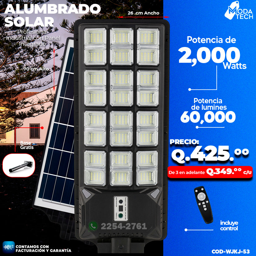 Alumbrado Solar Profesional de 2,000 Watts 🔥