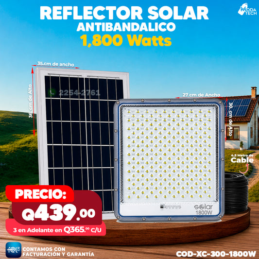 Reflector Solar Antivandálico de 1,800W 🔆🔆