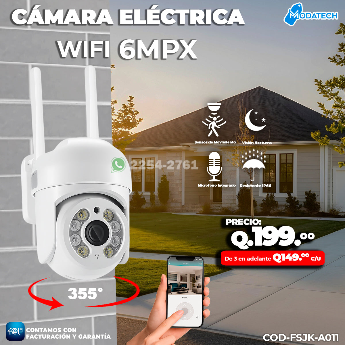 Cámara de Seguridad Wifi de 6MPX