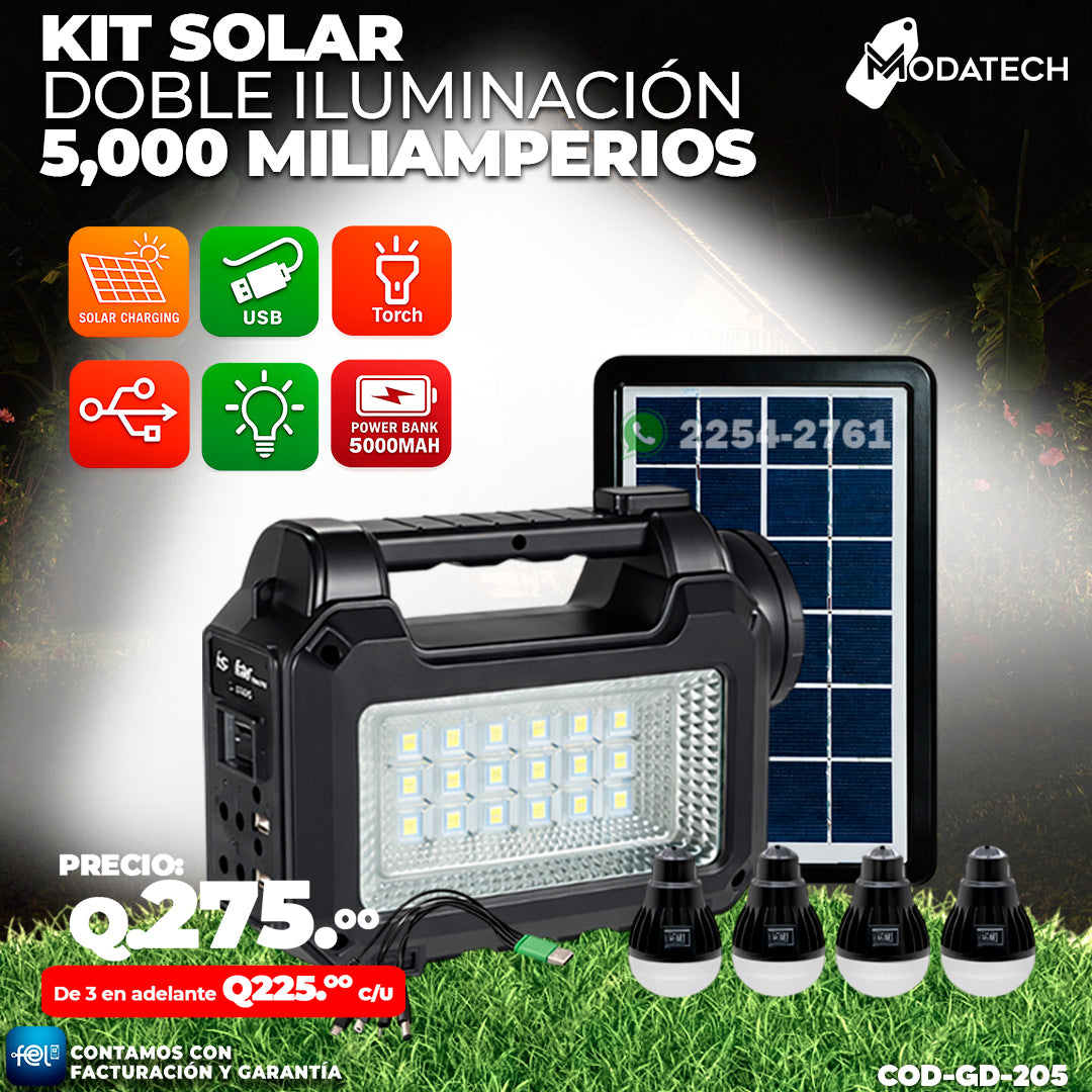 Kit Solar de Doble Iluminación de 5,000 mah 🔋☀️