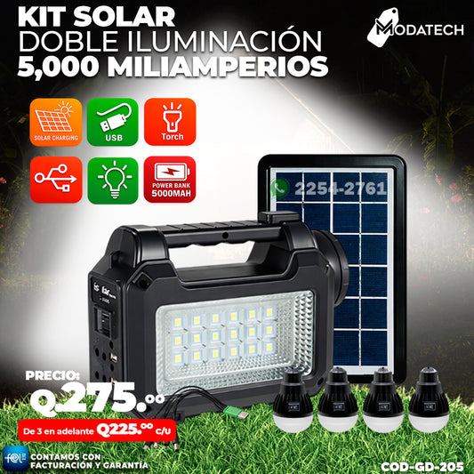 Kit Solar de Doble Iluminación de 5,000 mah 🔋☀️