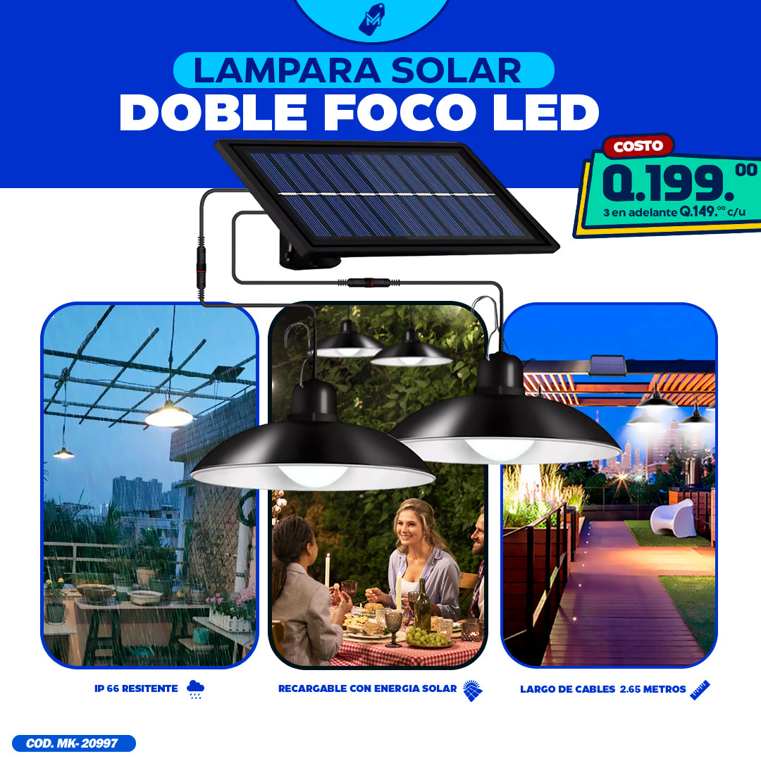 Lampara Solar Doble Foco Led