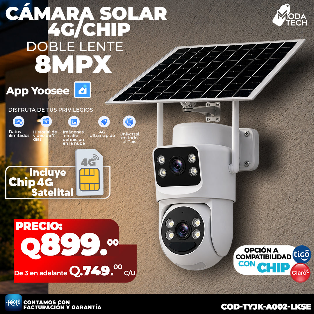 Cámara Solar 4G de 12 MPX Doble Lente ☀️☀️