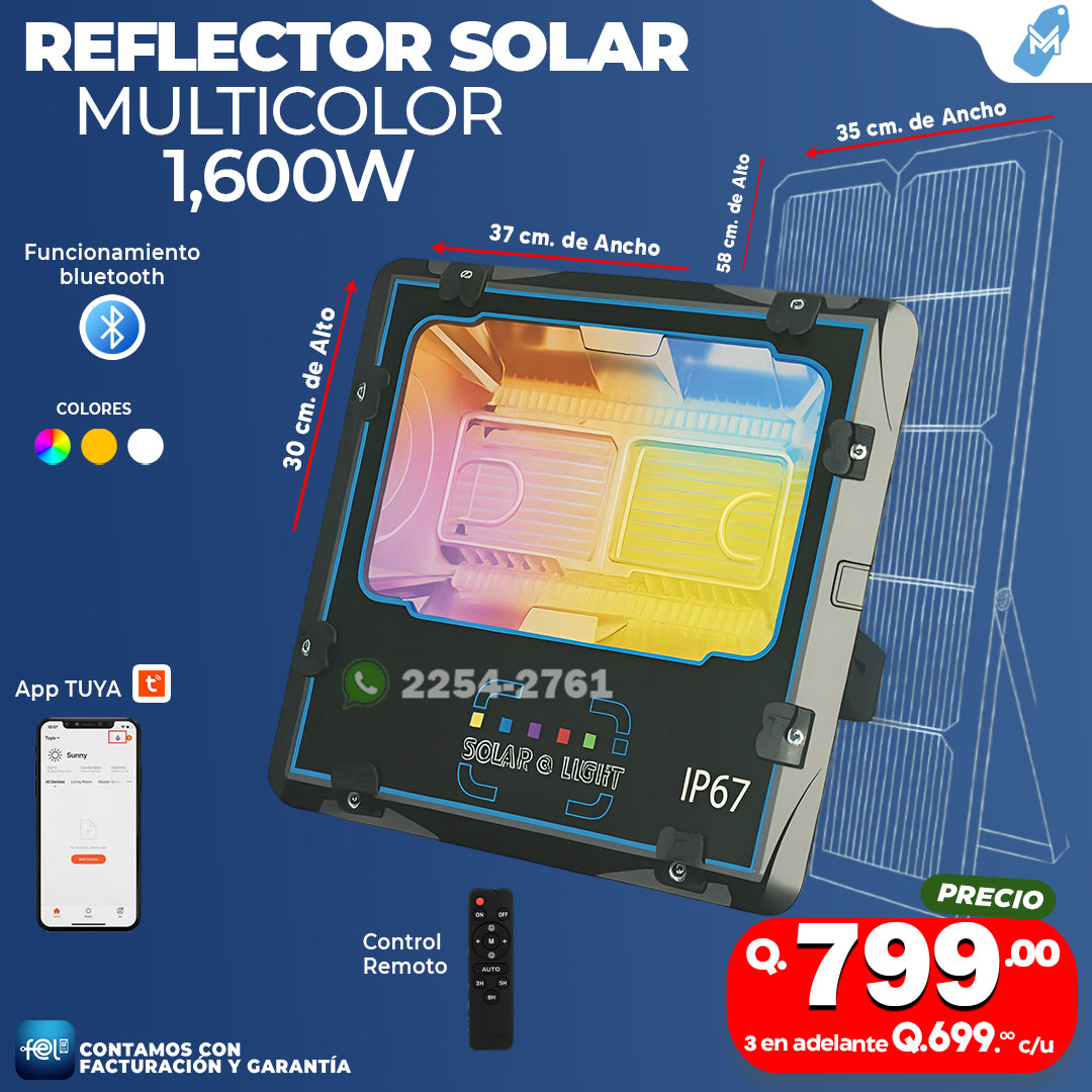Reflector Solar Multicolor 1,600W ⚡