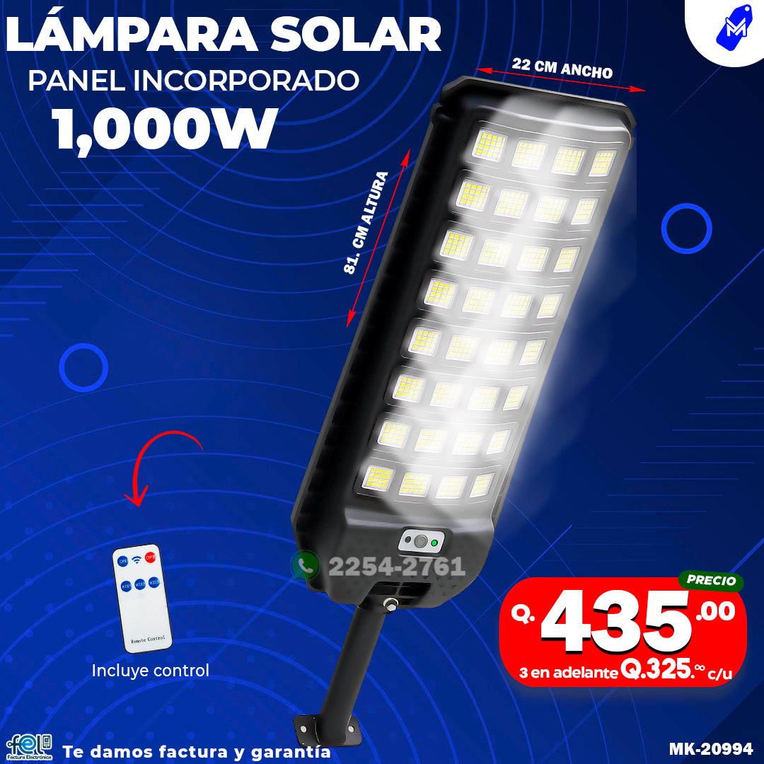 Lampara Con panel Solar de 1,000 watts ☀️🔋