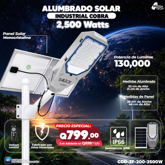Alumbrado Solar Cobra de 2,500W 🤯☀️