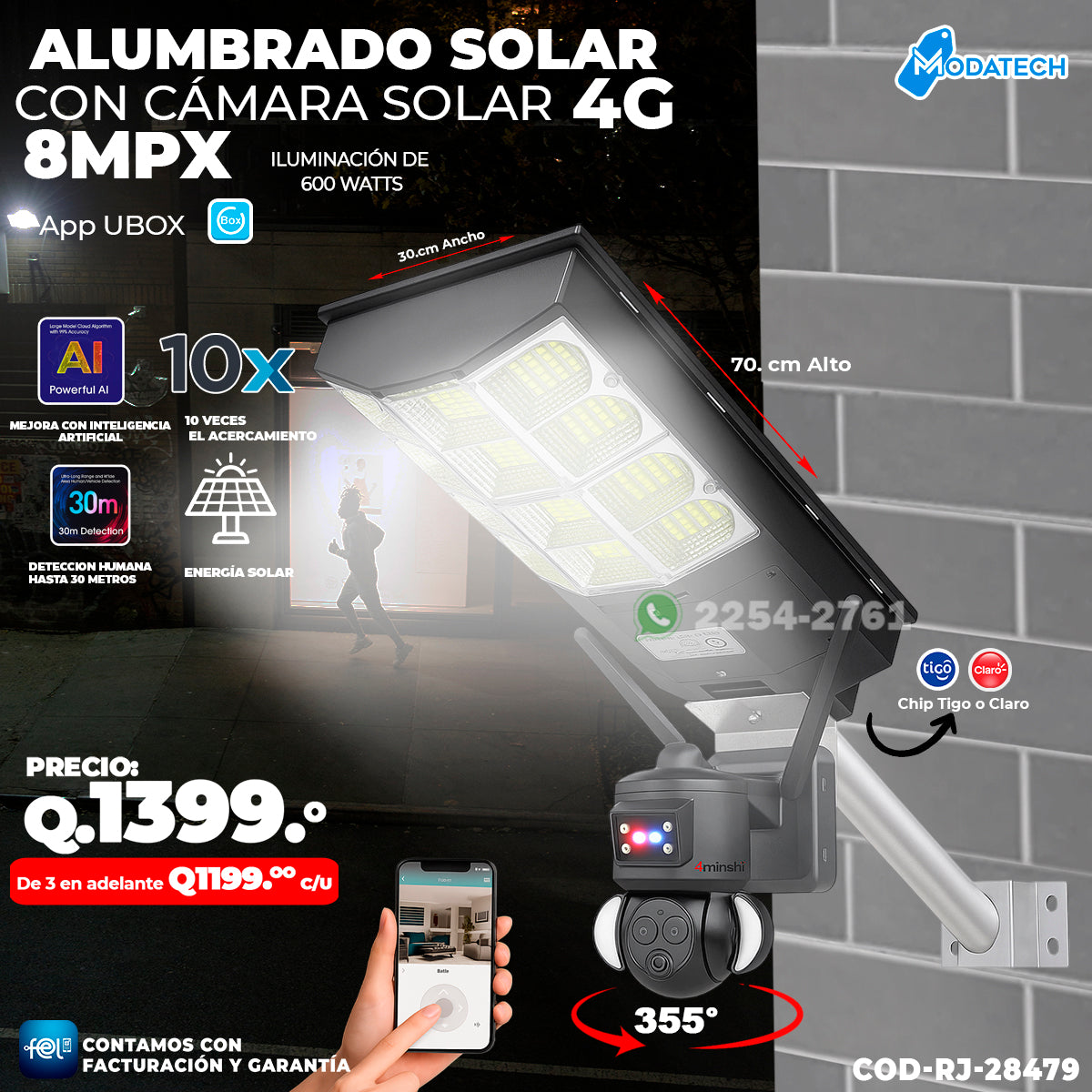 Alumbrado Solar con Cámara Solar 4G 💡