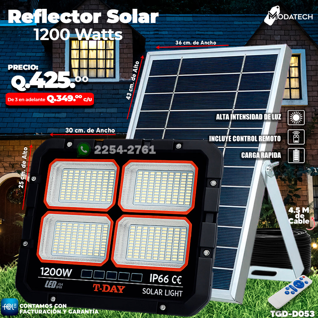 Reflector Profecional Solar 1,200 watts 🌙