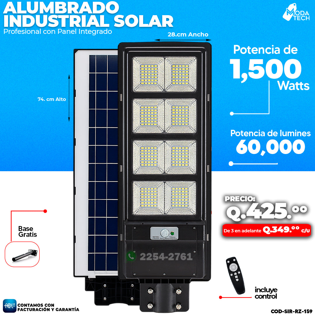 🔆 Alumbrado Solar con Panel Integrado de 1,500 Wattts 🔆