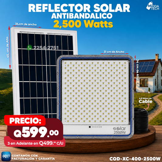 Reflector Solar Antivandálico de 2,500W 🔆🔆