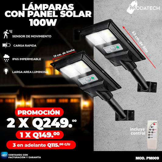 Lámpara Solar con Panel de 100 Watts 🏃🏻