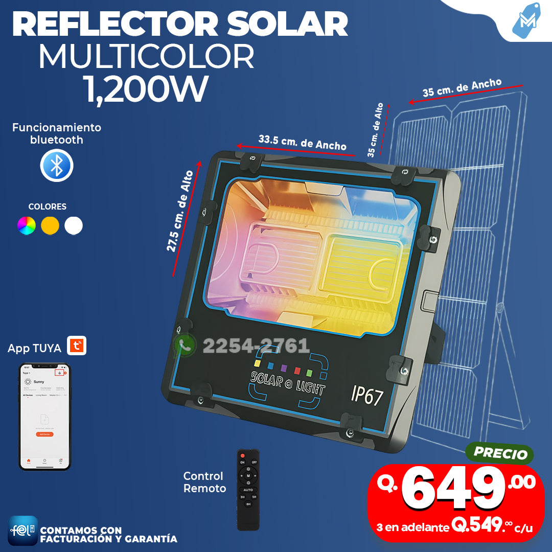 Reflector Solar Multicolor 1,200W ⚡