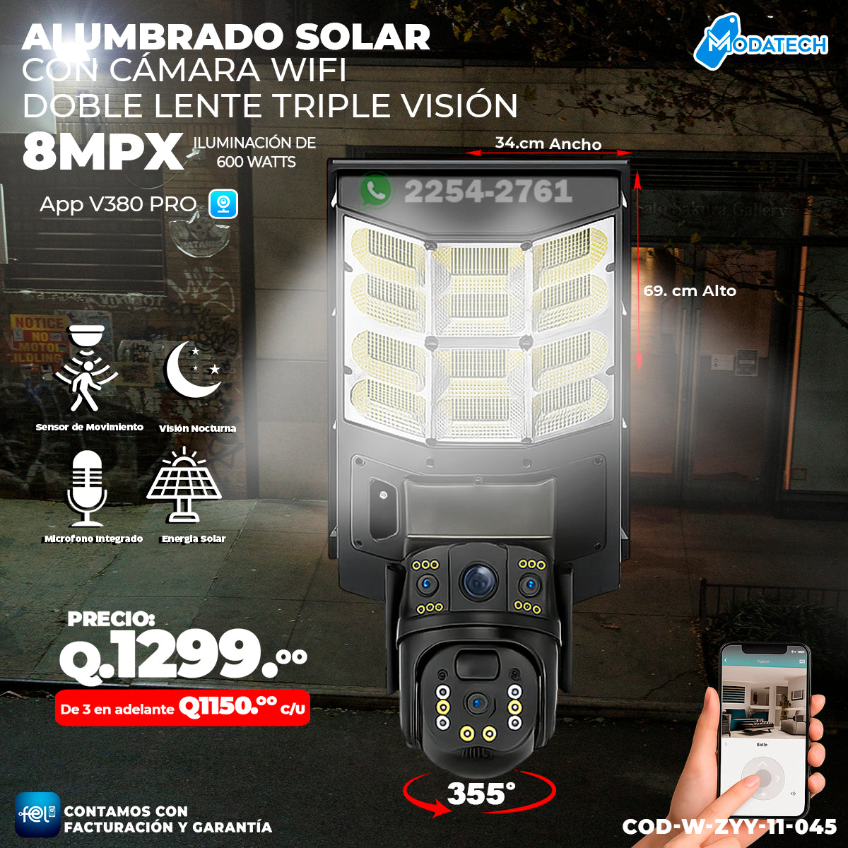 Alumbrado Solar con Cámara Solar Wifi 💡