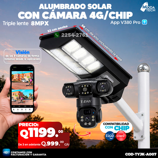 Cámara con Alumbrado Solar 4G 📸💡