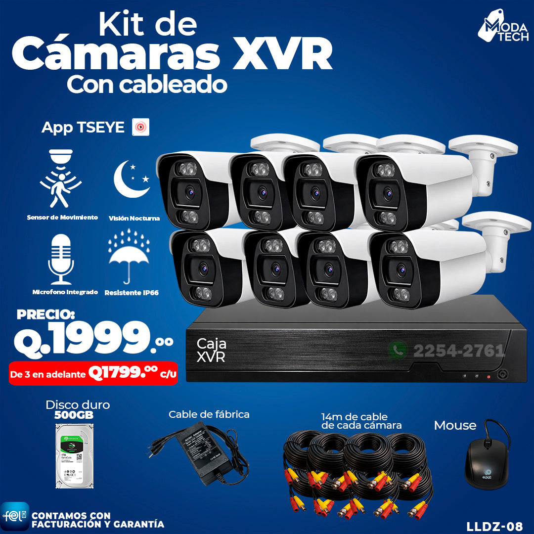 Kit de Cámaras XVR de 8 Cámaras ✨🔦