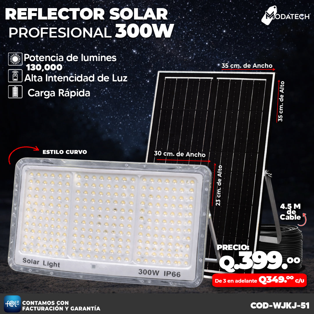 Reflector Solar de forma curva Profesional de 300W ⚡🌞