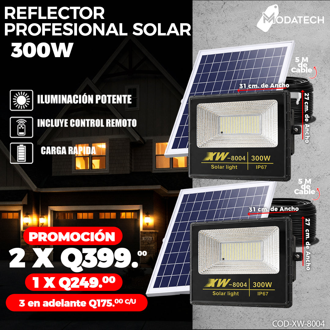 Reflectores Solares con Panel 300 Watts 🌞