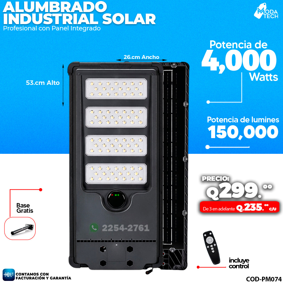 Alumbrado Solar Industrial de 4,000 Watts ☀️☀️