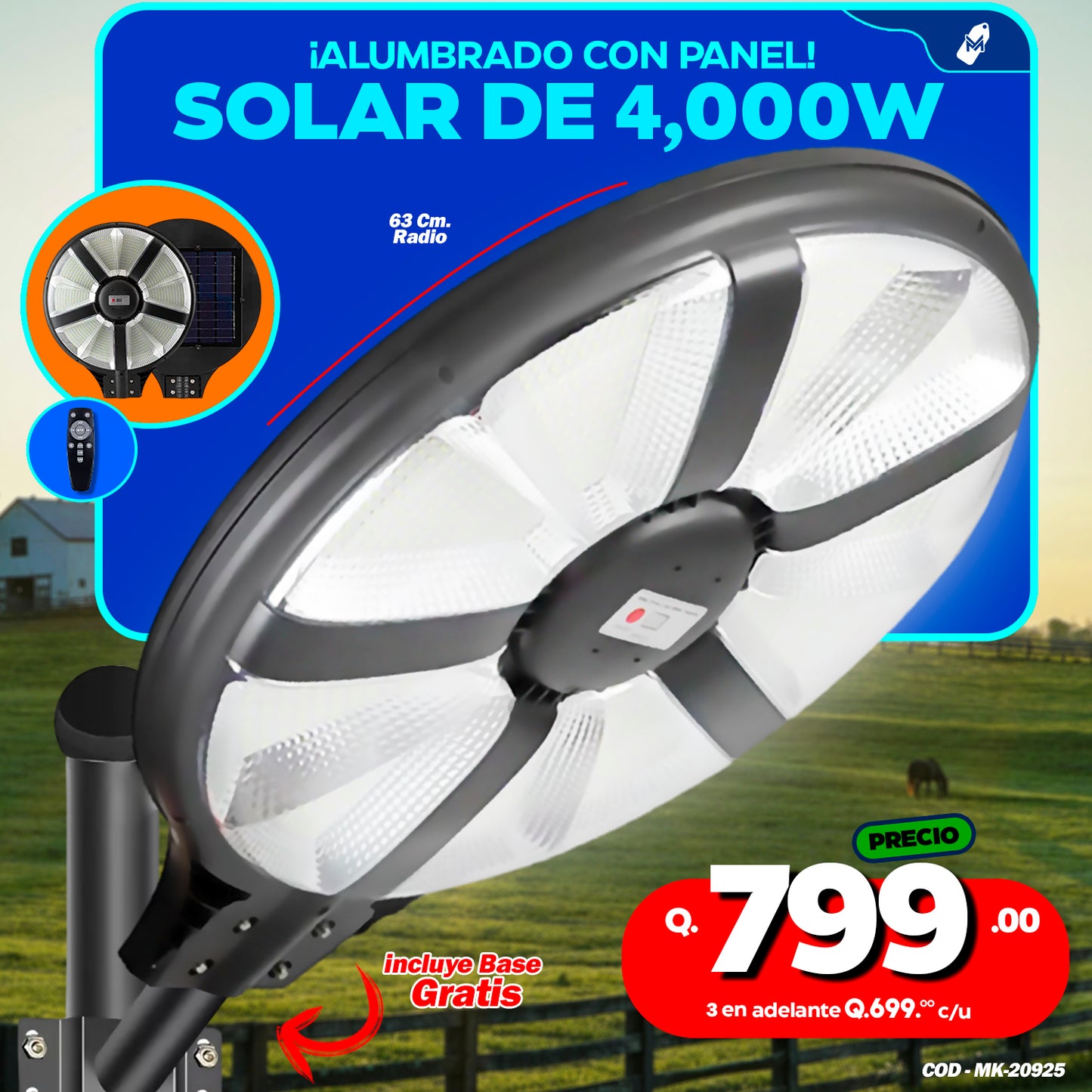 Alumbrado Solar Profesional 4,000 WATTS