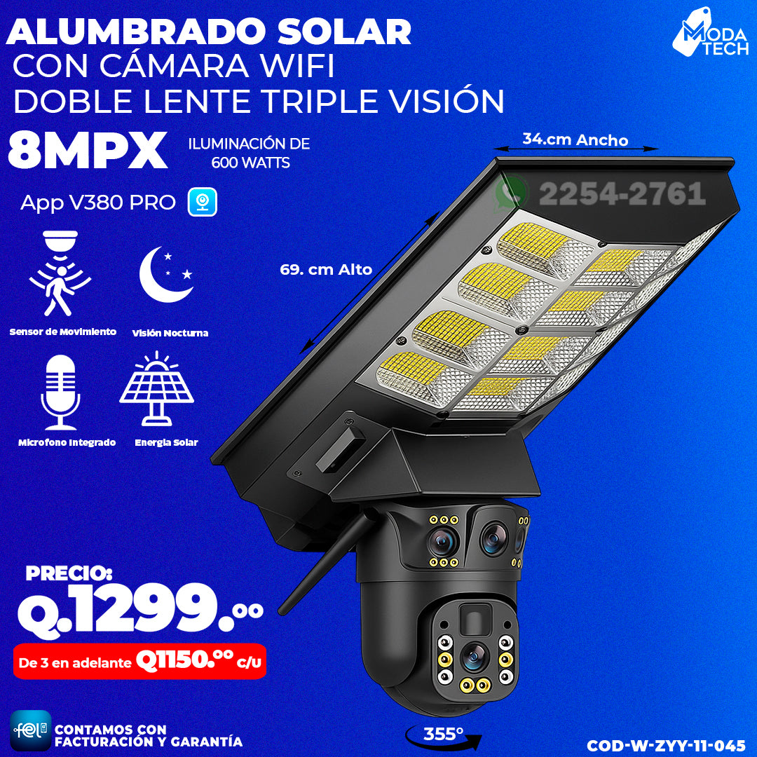 Alumbrado Solar con Cámara Solar Wifi 💡