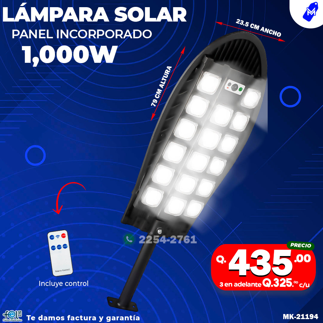 Lampara Con panel Solar de 1,000 watts ☀️🔋