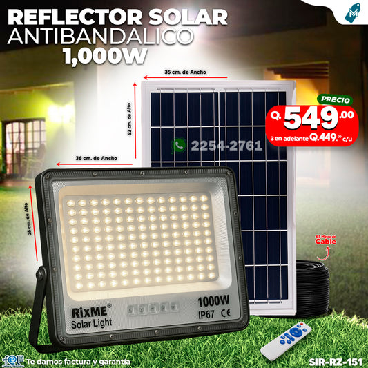 Reflector Industrial Solar Antibandálico de 1,000 Watts 🔆💪🌞