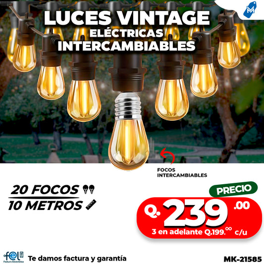 🌃🌿 LUZ VINTAGE DE 20 FOCOS | 10 METRO