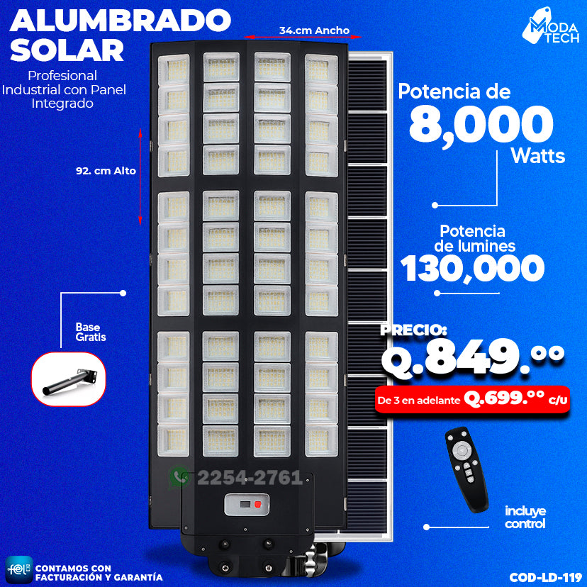 Alumbrado Solar Industrial - 8,000 WATTS 🌞💡