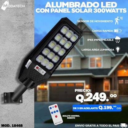 Alumbrado led con panel solar 300 WATTS