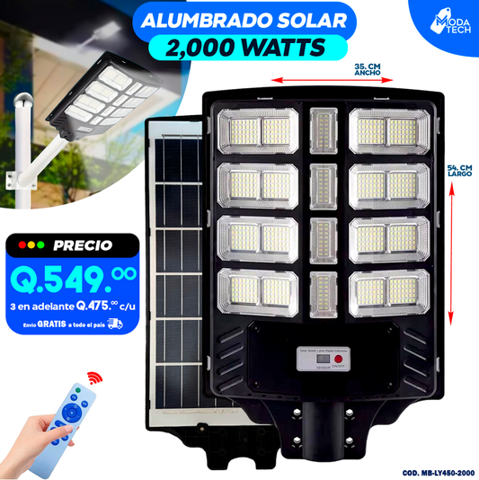 Alumbrados Solares Profesionales Industriales con Panel solar 2,000 Watts