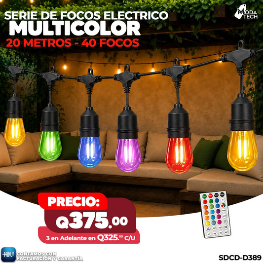 🌈💡 Serie de Focos Electricos 40 focos - 20 metros 💡🌈