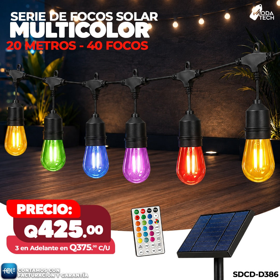 🌈💡 Serie de Focos Solares 40 focos - 20 metros 💡🌈