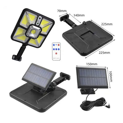 Alumbrado con led COB y panel solar con cable de 5 mt